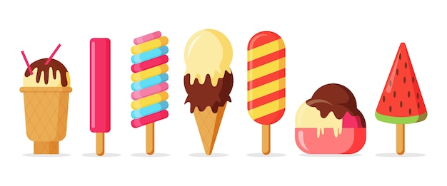 Free vector flat ice cream collection