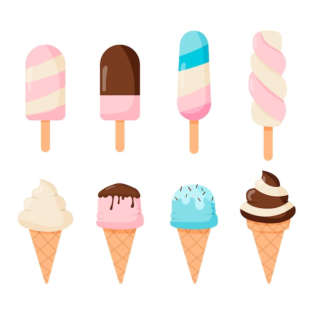 Free vector flat ice cream collection