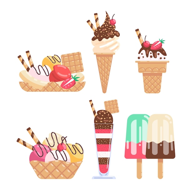 Free vector flat ice cream collection