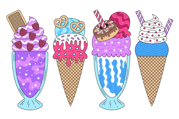 Free vector flat ice cream collection