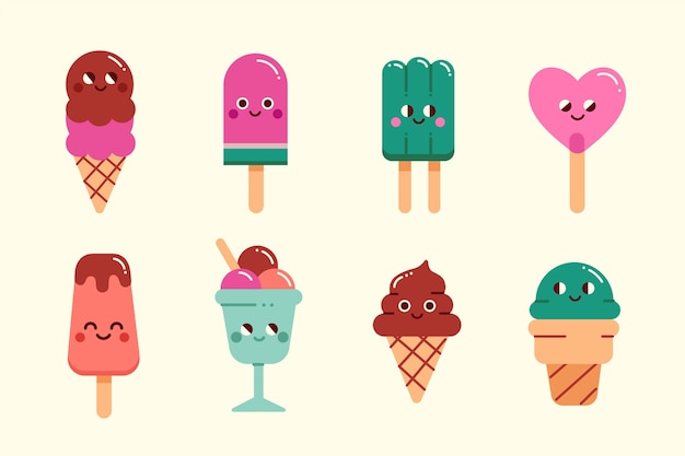 Free vector flat ice cream collection