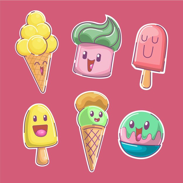 Free vector flat ice cream collection