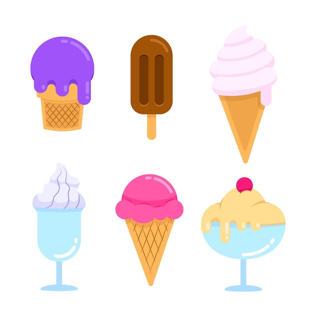 Free vector flat ice cream collection