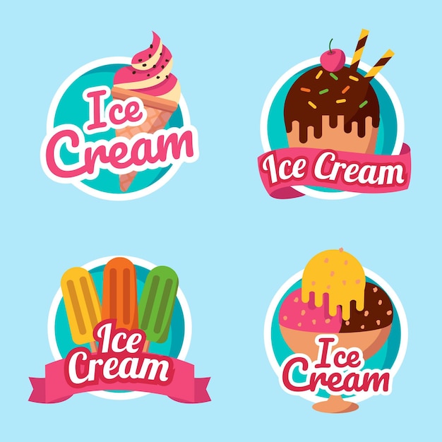 Flat ice cream label collection