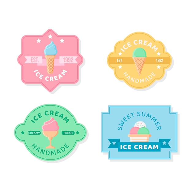 Flat ice cream label collection