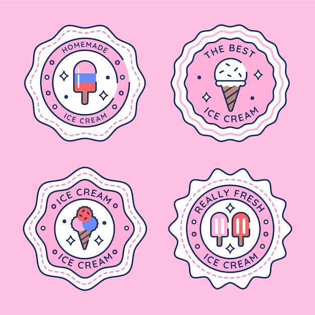 Free vector flat ice cream label collection