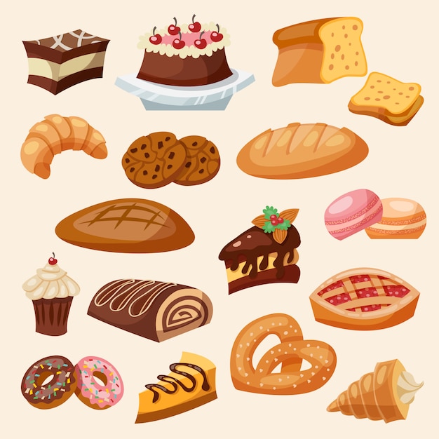 Flat Icon Pastry Set