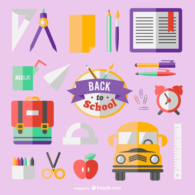 Free vector flat icons back to school concept