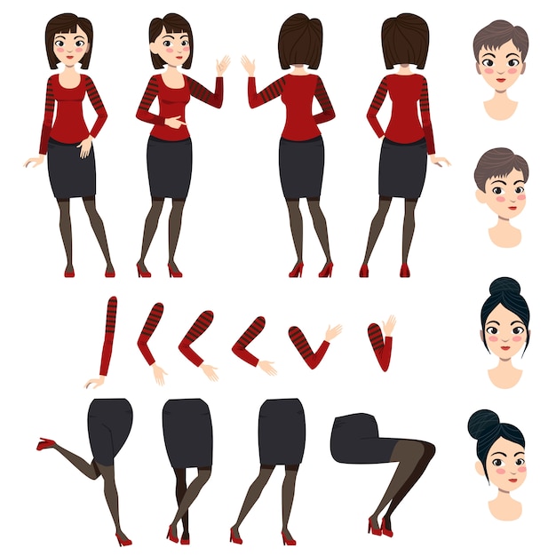 Free vector flat icons set of asian lady