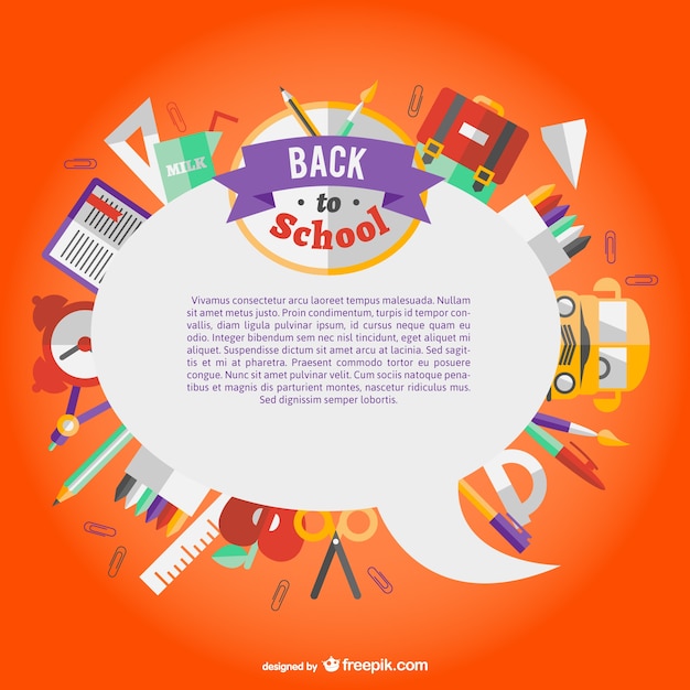 Flat icons spech bubble school template