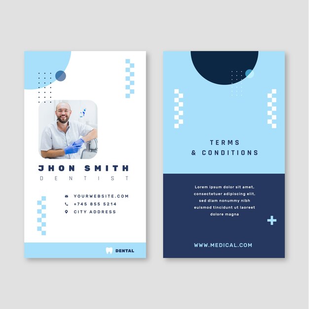 Flat id card template for dental clinic business