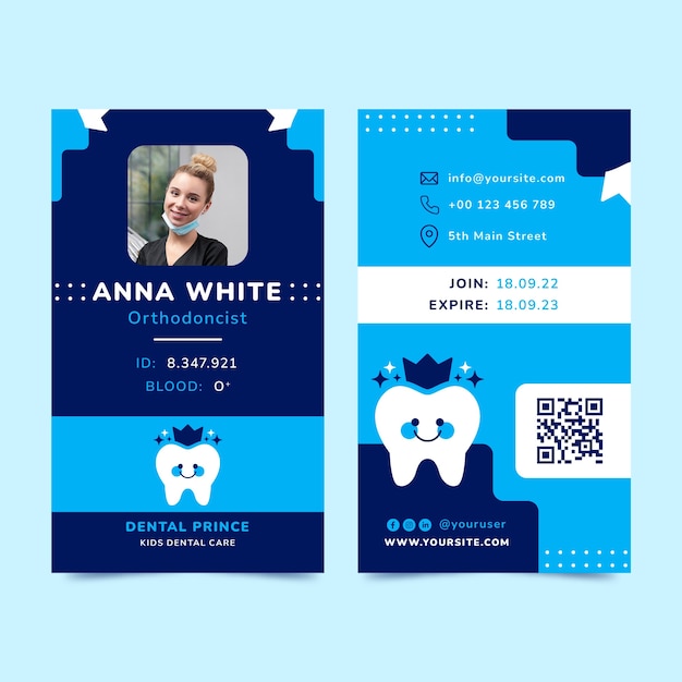 Flat id card template for dental clinic business