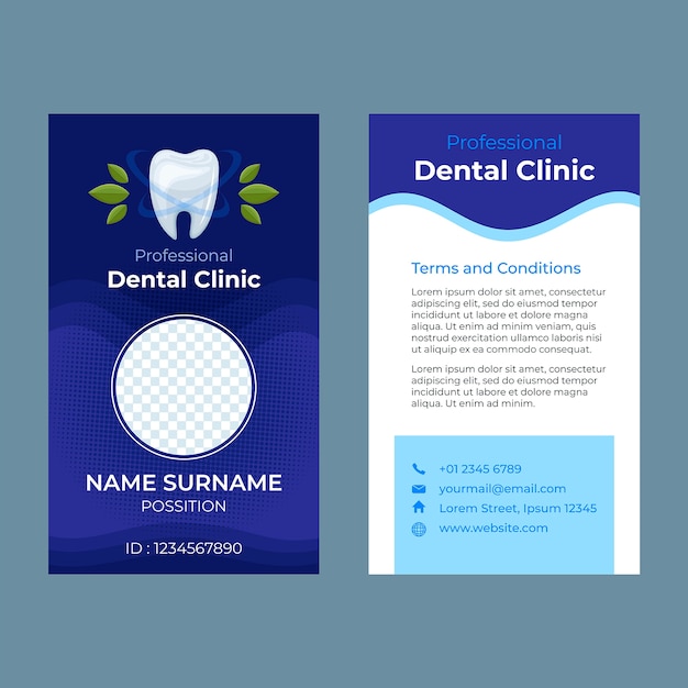 Плоский шаблон удостоверения личности для бизнеса стоматологической клиники