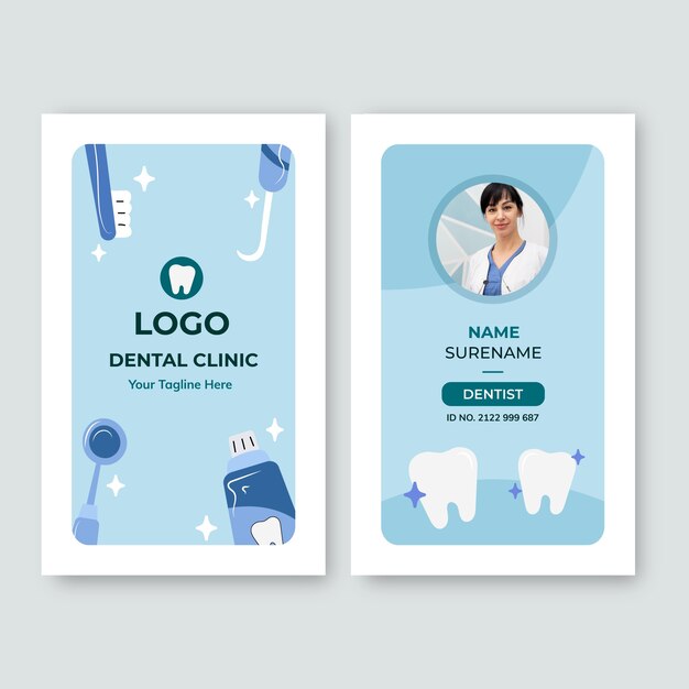 Flat id card template for dental clinic business