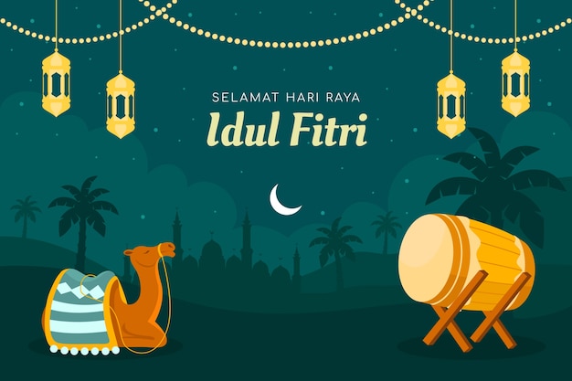 Free vector flat idul fitri background