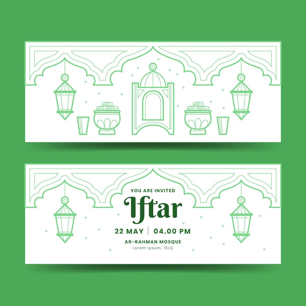 Set di banner iftar piatto