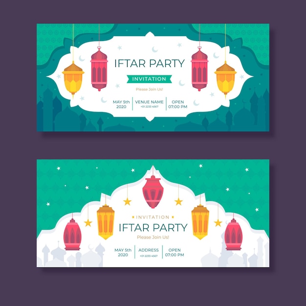 Free vector flat iftar banner set