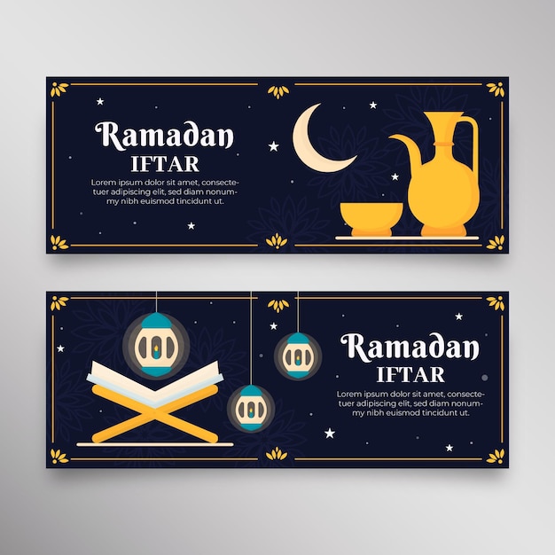 Set di banner iftar piatto