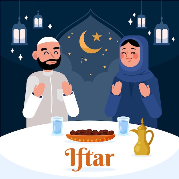 Free vector flat iftar illustration