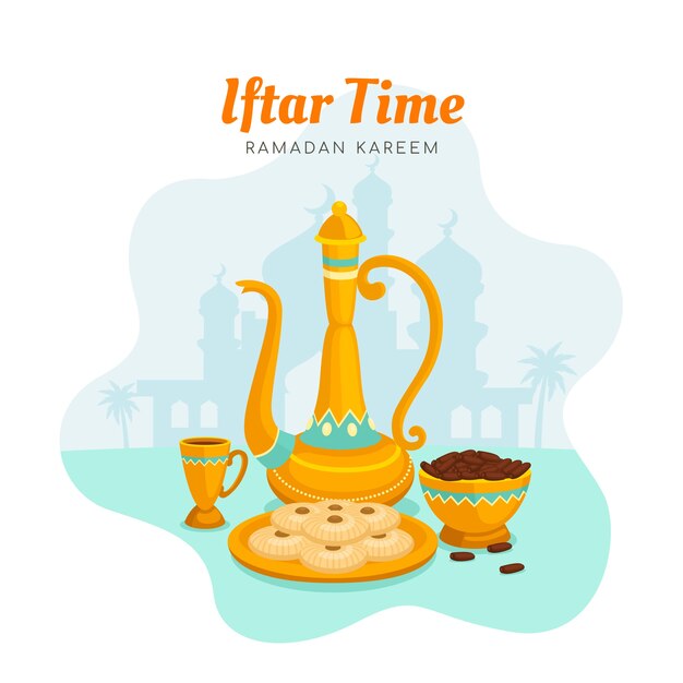 Flat iftar illustration