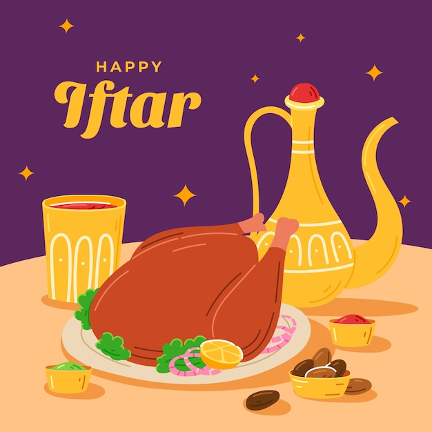 Flat iftar illustration