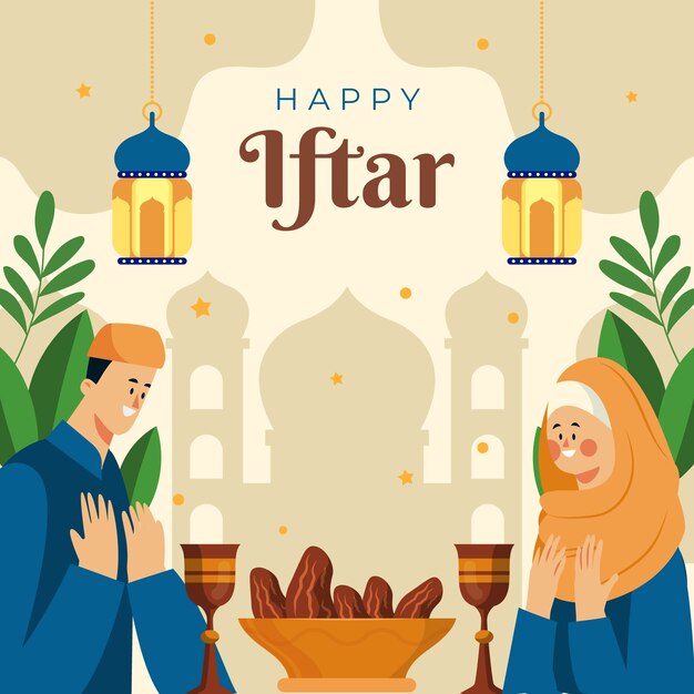 Flat iftar illustration