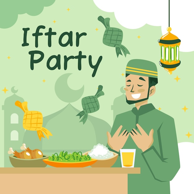 Illustrazione iftar piatta