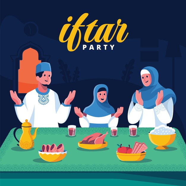 Illustrazione iftar piatta