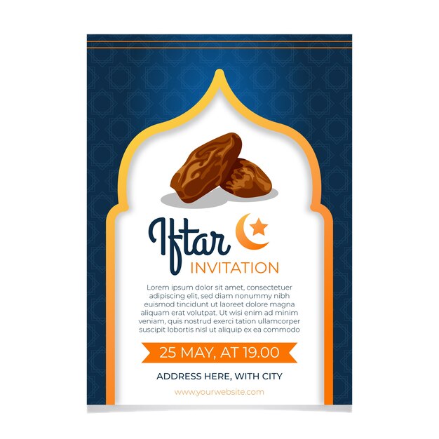 Flat iftar invitation template with details