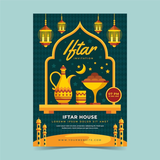 Free vector flat iftar invitation template
