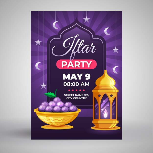 Flat iftar invitation template