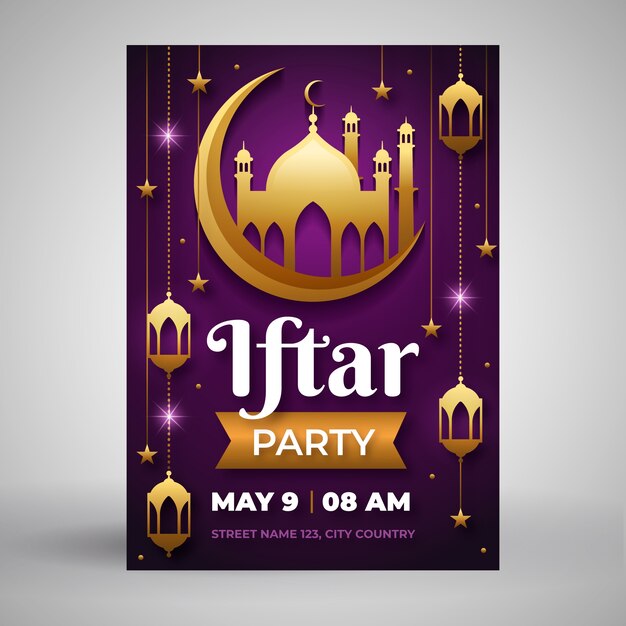 Flat iftar invitation template