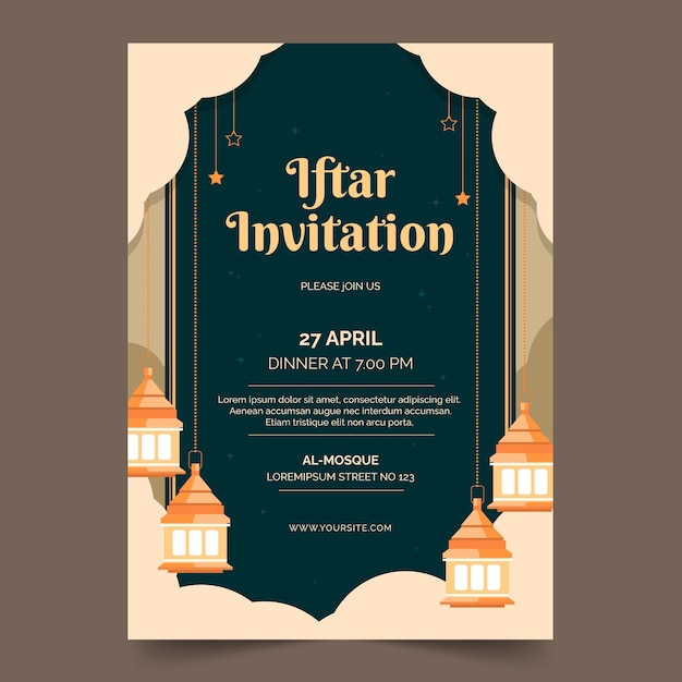 Free vector flat iftar invitation