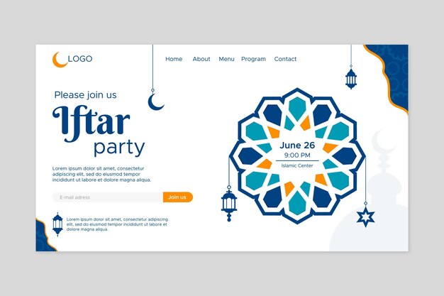 Flat iftar party landing page