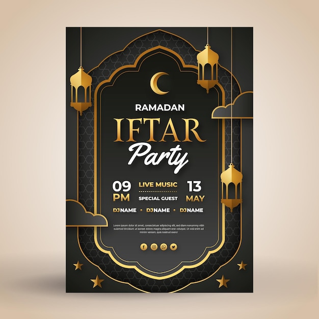 Free vector flat iftar poster template