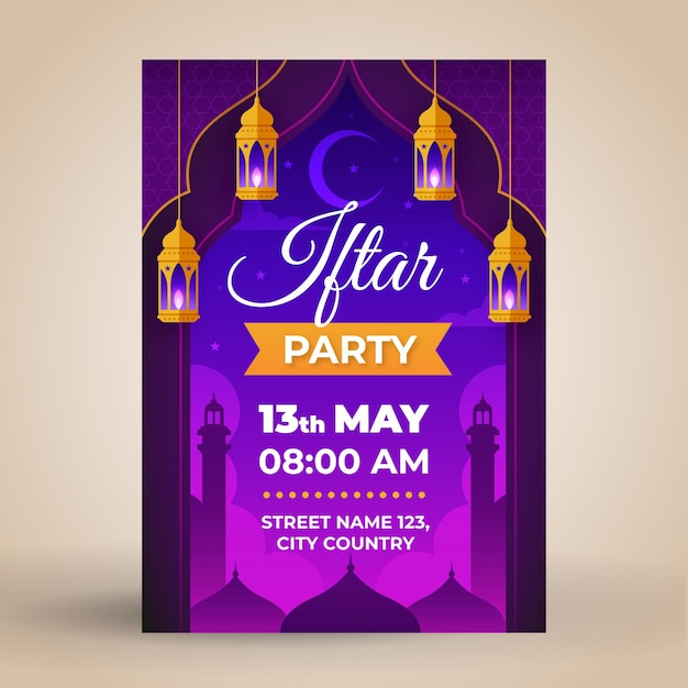 Flat iftar poster template