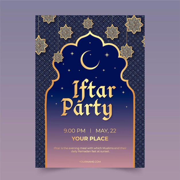 Flat iftar poster template