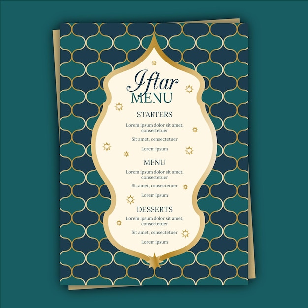 Flat iftar vertical menu template