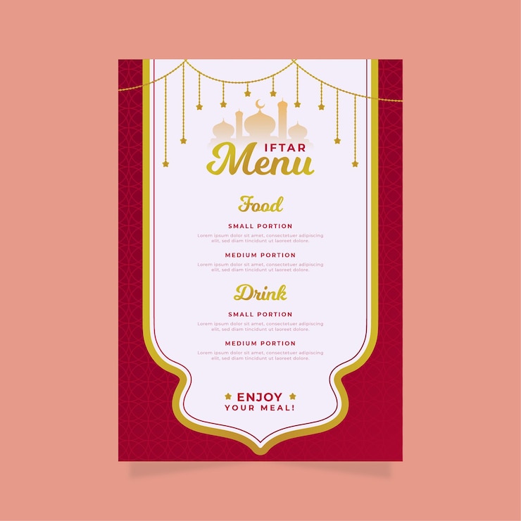 Free Vector flat iftar  vertical menu template