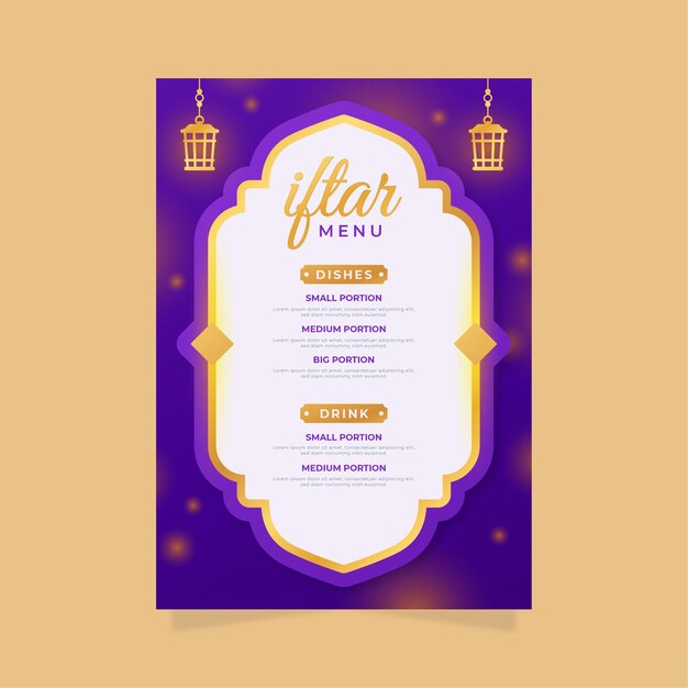 Flat iftar  vertical menu template