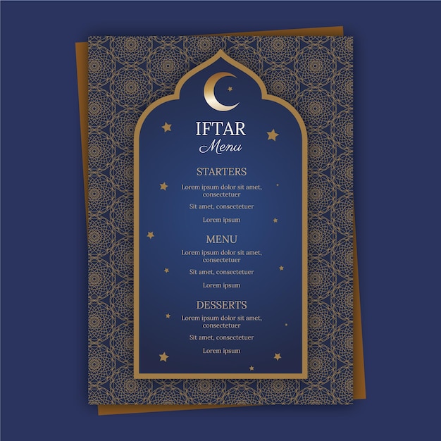 Free vector flat iftar vertical menu template