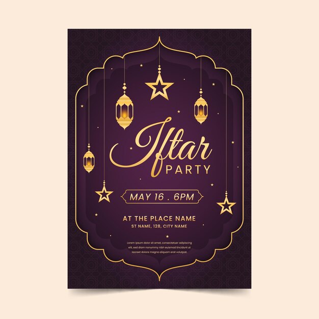 Flat iftar vertical poster template