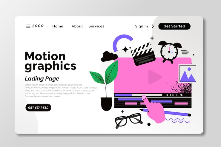 Free Vector flat illustrated motion graphics landing page