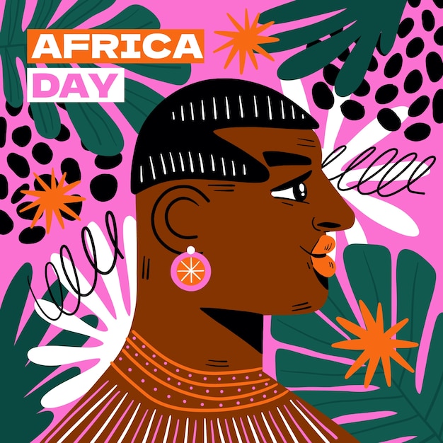 Vettore gratuito illustrazione piatta per la celebrazione culturale della giornata dell'africa