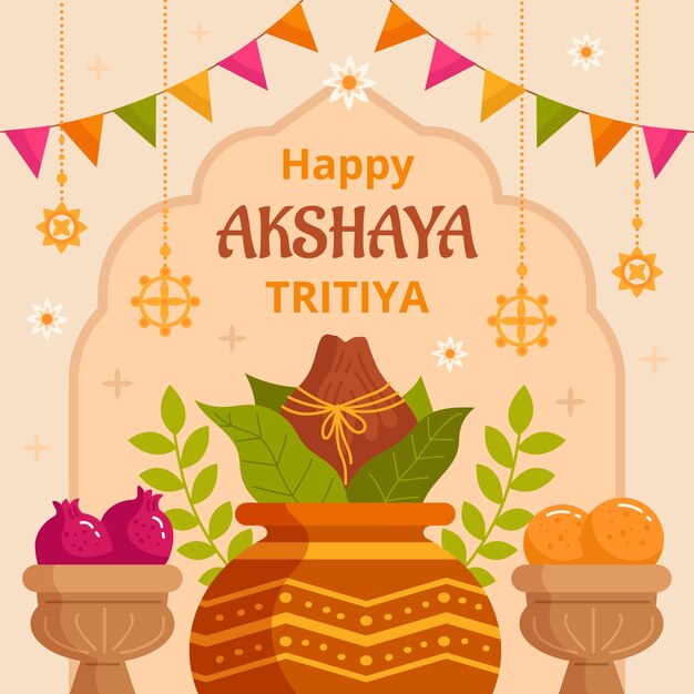 Akshaya tritiya 축제 축하를 위한 평면 그림