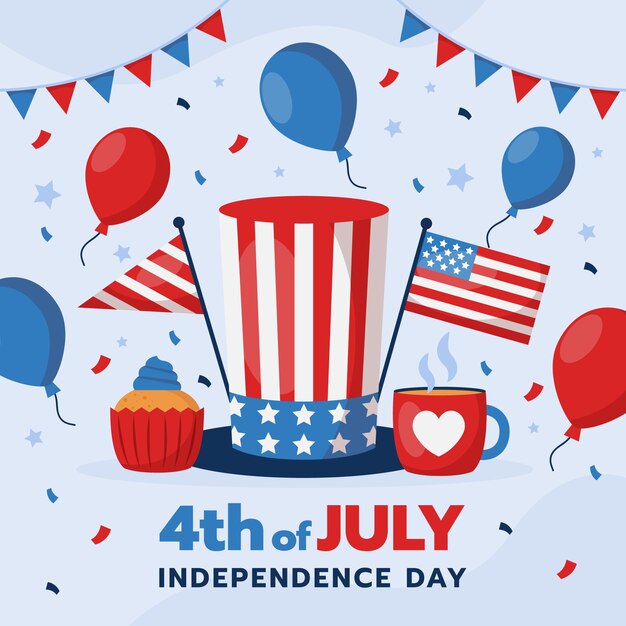 Flat illustration for american 4th of july celebration