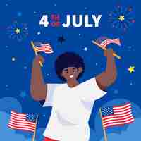Vettore gratuito illustrazione piatta per la celebrazione americana del 4 luglio