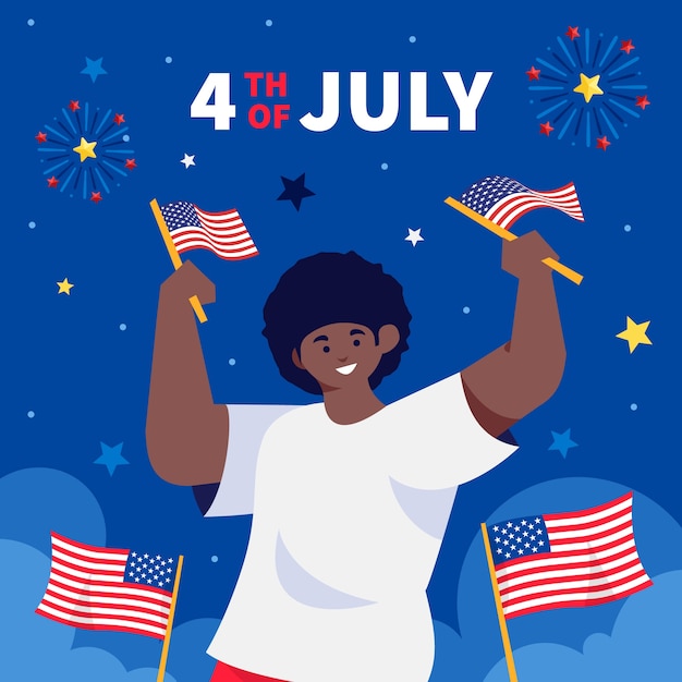 Плоская иллюстрация к празднованию 4 июля в Америке