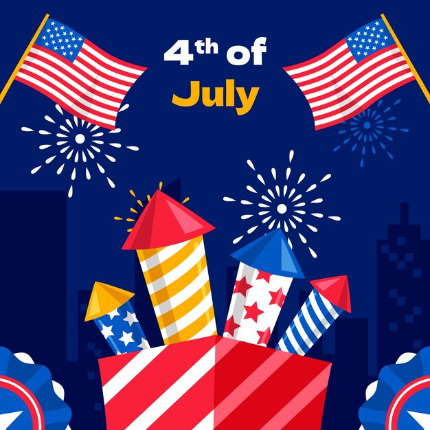 Flat illustration for american 4th of july celebration
