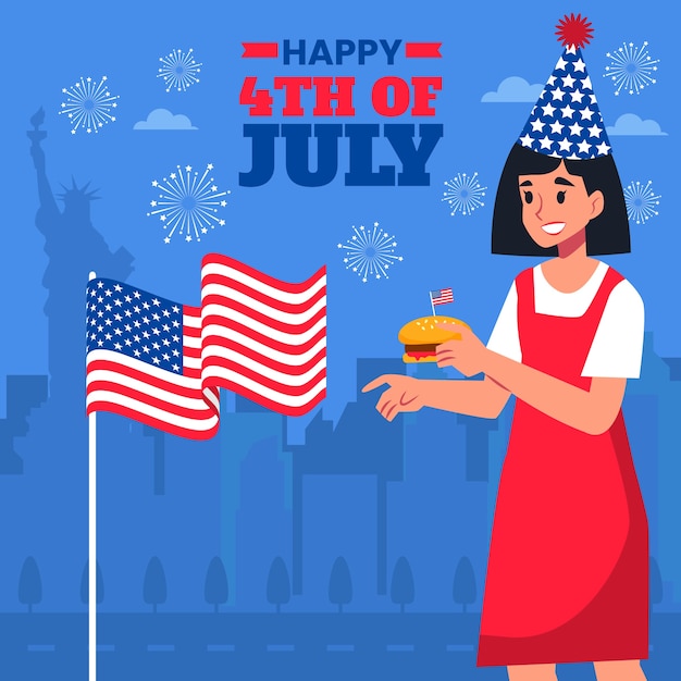 Free vector flat illustration for american 4th of july celebration